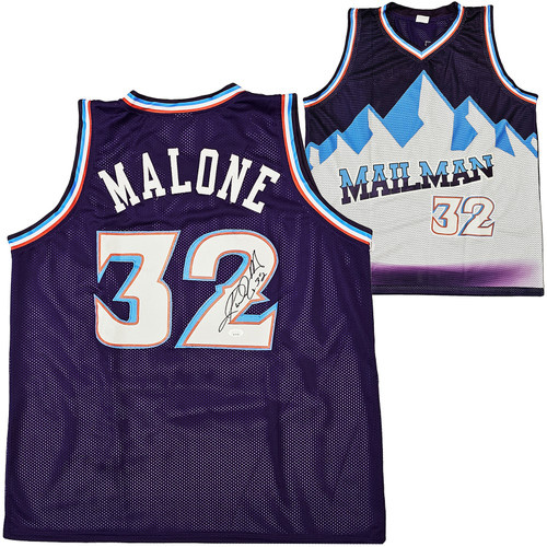 Utah Jazz Karl Malone Autographed Purple Jersey JSA Stock #215757