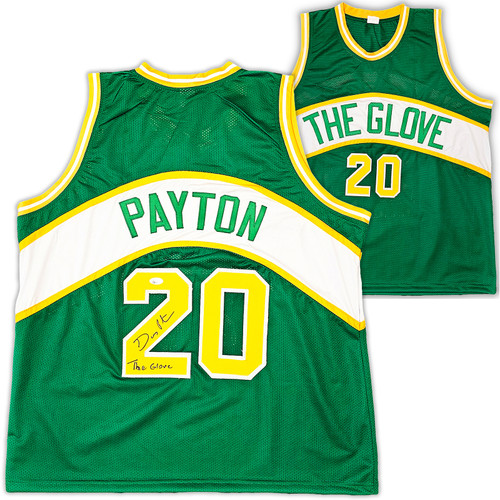 Seattle Supersonics Gary Payton Autographed Green Jersey "The Glove" JSA Stock #215766