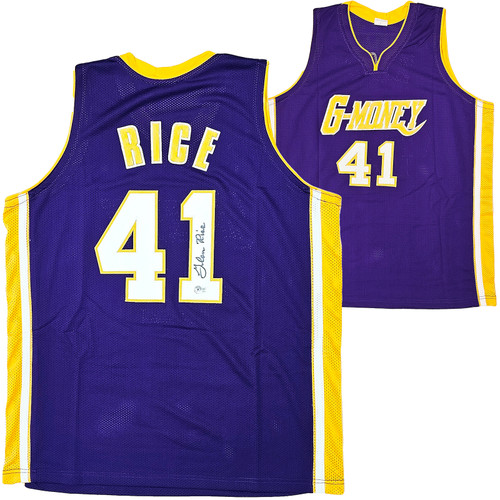 Los Angeles Lakers Glen Rice Autographed Purple Jersey Beckett BAS QR Stock #215768