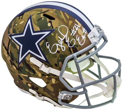 Ezekiel Elliott Autographed Dallas Cowboys Camo Full Size Replica Speed Helmet Fanatics Holo Stock #215888