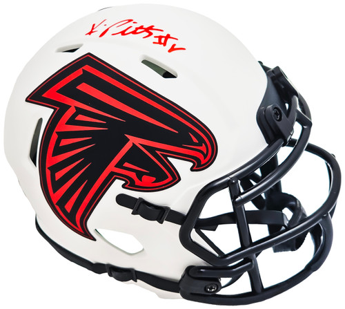 Kyle Pitts Autographed Atlanta Falcons Lunar Eclipse White Speed Mini Helmet Beckett BAS Witness Stock #216116