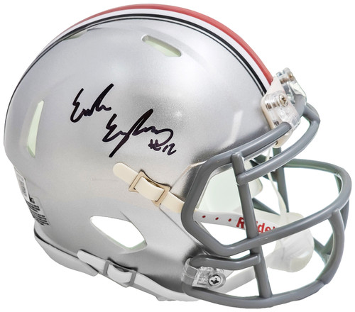 Emeka Egbuka Autographed Ohio State Buckeyes Silver Speed Mini Helmet Beckett BAS Witness Stock #216622