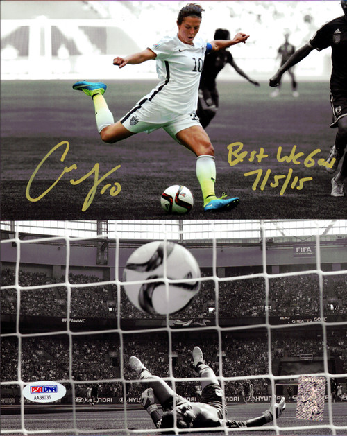 Carli Lloyd Autographed 8x10 Photo Team USA "Best WC Goal 7/5/15" PSA/DNA Stock #98172