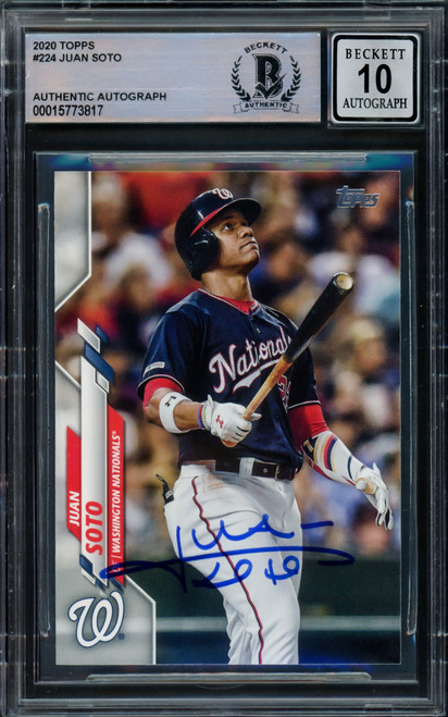 Juan Soto Autographed 2020 Topps Card #224 New York Yankees Auto Grade Gem Mint 10 Beckett BAS Stock #216659