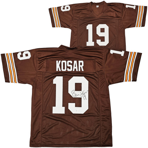 Cleveland Browns Bernie Kosar Autographed Brown Jersey Beckett BAS Witness Stock #216725