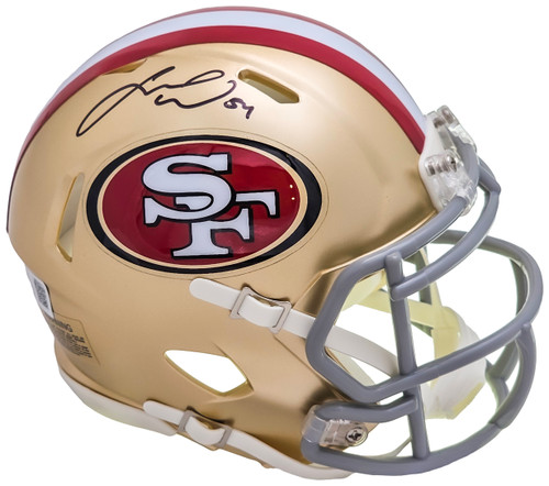 Fred Warner Autographed San Francisco 49ers Gold Speed Mini Helmet Beckett BAS Witness Stock #216804