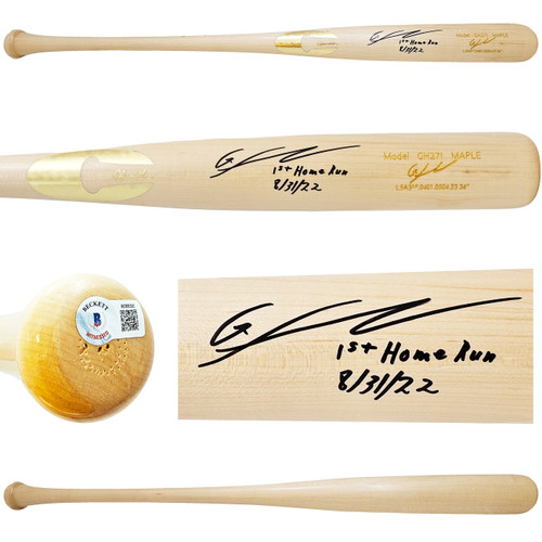 Gunnar Henderson Autographed Blonde Chandler Player Model Bat Baltimore Orioles "1st Homerun 8/31/22" Beckett BAS Witness Stock #216833