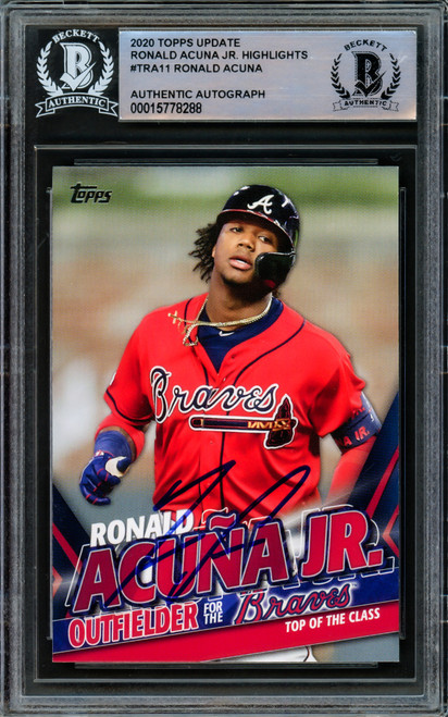 Ronald Acuna Jr. Autographed 2020 Topps Update Highlights Card #TRA-11 Atlanta Braves Beckett BAS Stock #216836