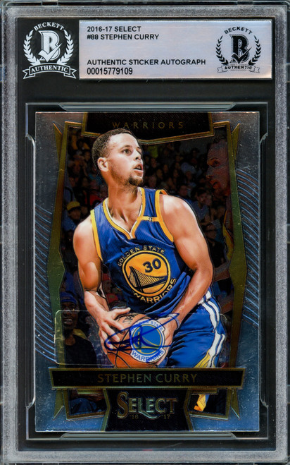 Stephen Curry Autographed 2016-17 Panini Select Card #88 Golden State Warriors Beckett BAS Stock #216842
