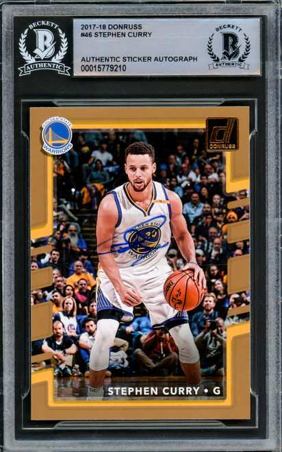 Stephen Curry Autographed 2017-18 Donruss Card #46 Golden State Warriors Beckett BAS Stock #216845