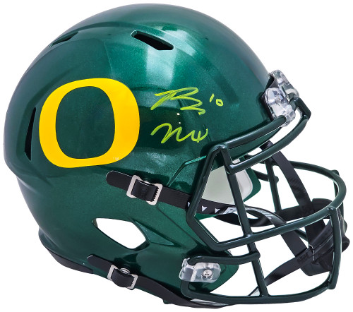 Bo Nix Autographed Oregon Ducks Green Full Size Replica Speed Helmet Beckett BAS QR Stock #217953