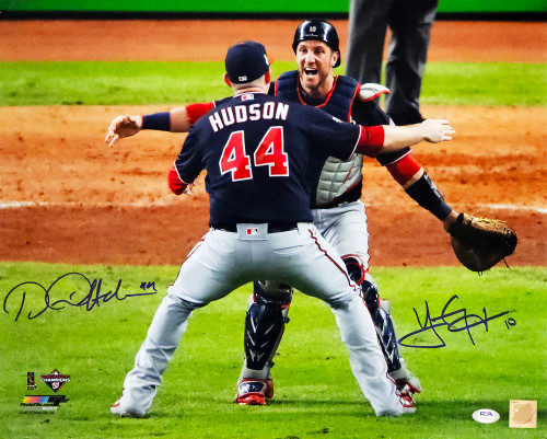 Daniel Hudson & Yan Gomes Autographed 16x20 Photo Washington Nationals World Series Last Out PSA/DNA Stock #217992