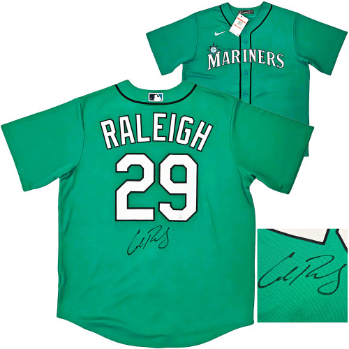 Seattle Mariners Cal Raleigh Autographed Teal Nike Jersey Size L Fanatics Holo Stock #218614