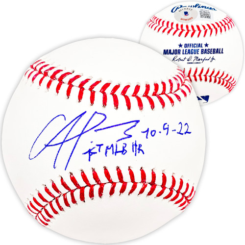 Francisco Alvarez Autographed Official MLB Baseball New York Mets "1st MLB HR 10.4.22" Beckett BAS Witness Stock #218616