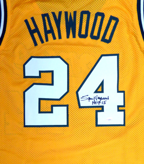 Seattle Sonics Spencer Haywood Autographed Gold Jersey "HOF 15" MCS Holo Stock #104223