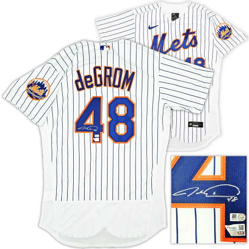 New York Mets Jacob deGrom Autographed White Nike Authentic Jersey Size 44 Fanatics Holo Stock #218735