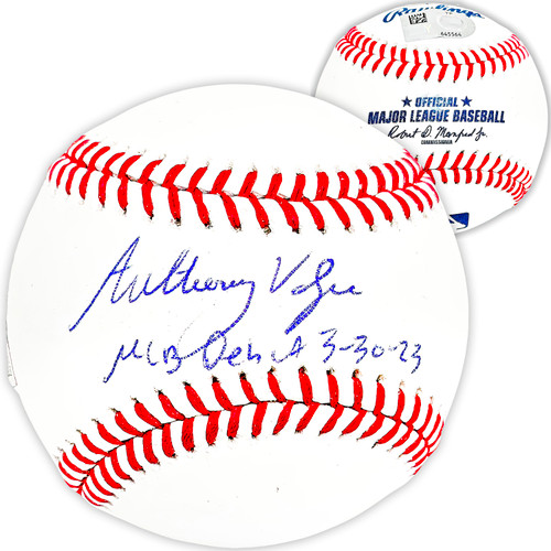 Anthony Volpe Autographed Official MLB Baseball New York Yankees "MLB Debut 3-30-23" Fanatics Holo Stock #218759