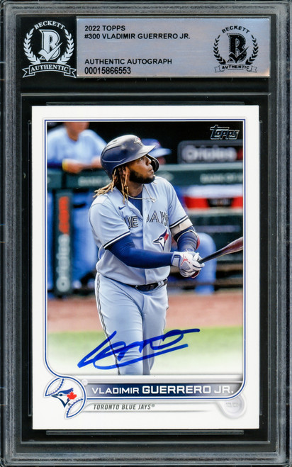 Vladimir Guerrero Jr. Autographed 2022 Topps Card #300 Toronto Blue Jays Beckett BAS Stock #219387