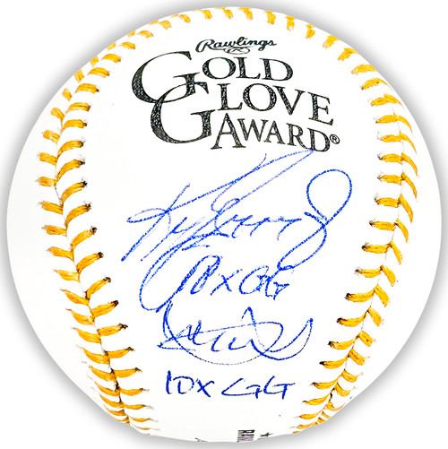 Ken Griffey Jr. & Ichiro Suzuki Autographed Official Gold Glove Logo MLB Baseball Seattle Mariners "10x GG" Beckett BAS Witness Stock #220217