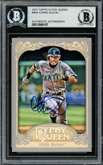 Ichiro Suzuki Autographed 2012 Topps Gypsy Queen Card #40 Seattle Mariners Beckett BAS Stock #220277