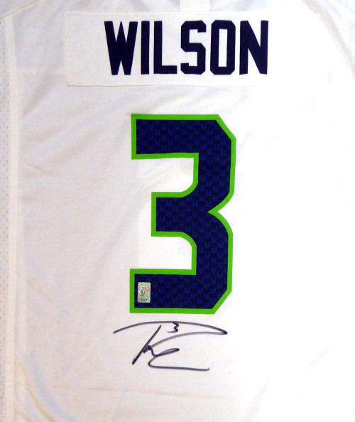 Seattle Seahawks Russell Wilson Autographed White Nike Jersey Size XL RW Holo Stock #105023