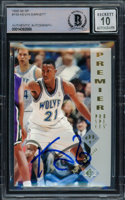 Kevin Garnett Autographed 1995-96 SP Authentic Rookie Card #159 Minnesota Timberwolves Auto Grade Gem Mint 10 Beckett BAS Stock #220332