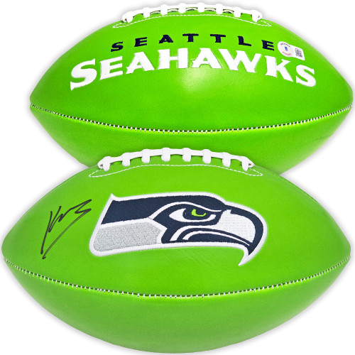 Kenneth Walker III Autographed Seattle Seahawks Green Logo Football Beckett BAS Witness Stock #220390