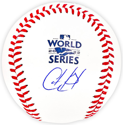 Cristian Javier Autographed Official 2022 World Series Logo MLB Baseball Houston Astros Beckett BAS Witness Stock #220452
