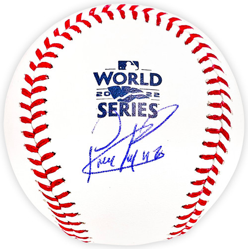 Rafael Montero Autographed Official 2022 World Series Logo MLB Baseball Houston Astros Beckett BAS Witness Stock #220454