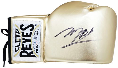 Michael B. Jordan Autographed Gold Reyes Boxing Glove Right Handed RH Beckett BAS Witness Stock #220637
