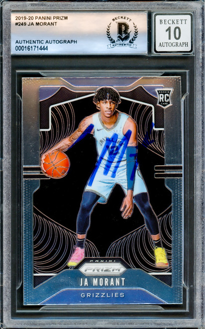 Ja Morant Autographed 2019-20 Panini Prizm Rookie Card #249 Memphis Grizzlies Auto Grade Gem Mint 10 Beckett BAS Stock #220782