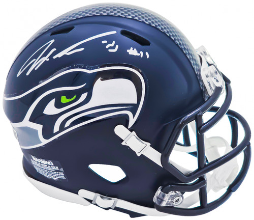 Jaxon Smith-Njigba Autographed Seattle Seahawks Blue Speed Mini Helmet Fanatics Holo Stock #220858