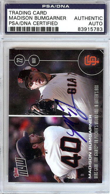 Madison Bumgarner Autographed 2016 Topps Now Card #90 San Francisco Giants PSA/DNA Stock #108023