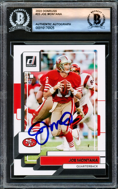 Joe Montana Autographed 2022 Donruss Card #23 San Francisco 49ers Beckett BAS Stock #221203