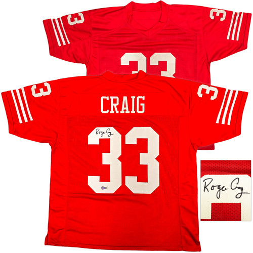 San Francisco 49ers Roger Craig Autographed Red Jersey Beckett BAS Witness Stock #221288