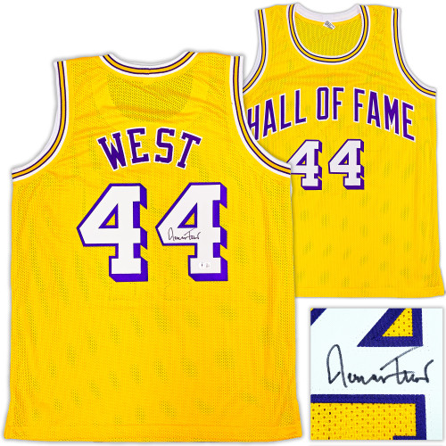 Los Angeles Lakers Jerry West Autographed Yellow Jersey Beckett BAS QR Stock #221334