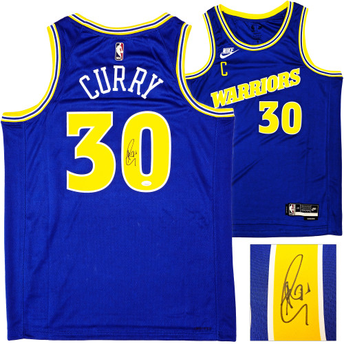 Golden State Warriors Stephen Curry Autographed Blue Nike Swingman Classic Edition Jersey Size 48 JSA Stock #221492