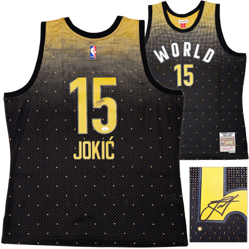 Denver Nuggets Nikola Jokic Autographed Black Authentic Mitchell & Ness HWC Swingman 2016 All Star Game World Jersey Size XL JSA Stock #221499