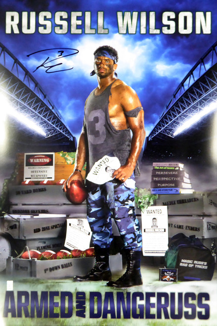 Russell Wilson Autographed 24x36 Costacos Brothers Poster Seattle Seahawks RW Holo Stock #111010