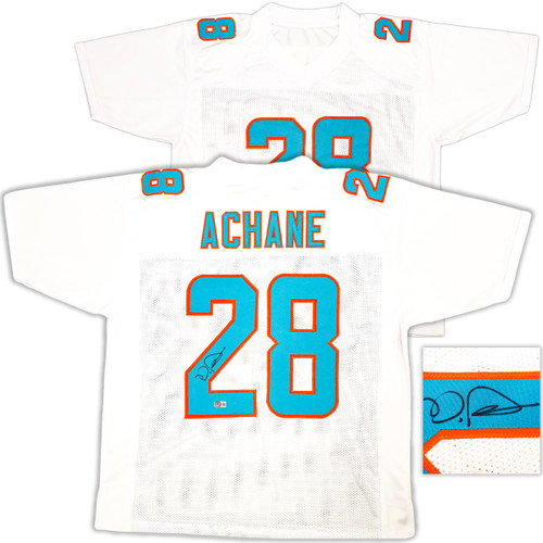 Miami Dolphins De'Von Achane Autographed White Jersey Beckett BAS Witness Stock #221540