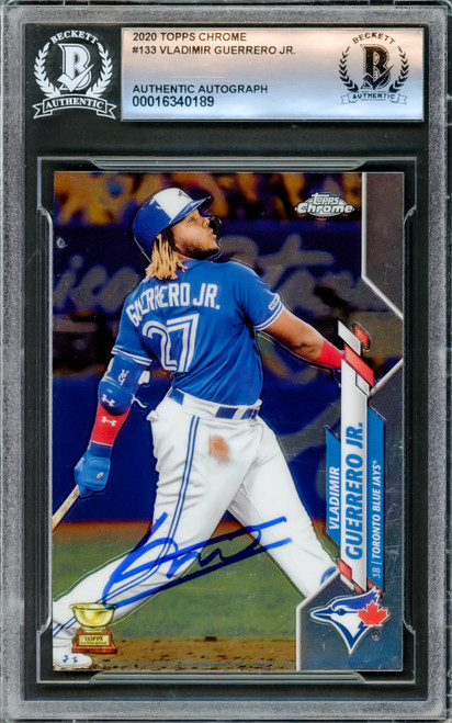 Vladimir Guerrero Jr. Autographed 2020 Topps Chrome Card #133 Toronto Blue Jays Beckett BAS Stock #221556