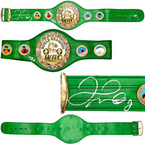 Floyd Mayweather Jr. Autographed Green WBC World Championship Boxing Belt "TBE" Beckett BAS Witness Stock #221651