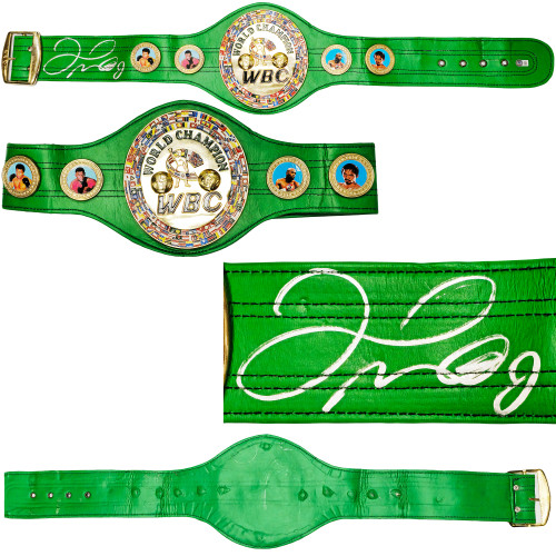 Floyd Mayweather Jr. Autographed Green WBC World Championship Boxing Belt Beckett BAS Witness Stock #221652