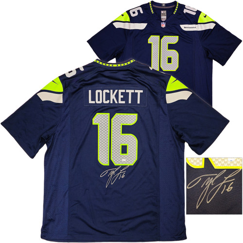 Seattle Seahawks Tyler Lockett Autographed Blue Nike On Field Jersey Size XXL MCS Holo Stock #222047