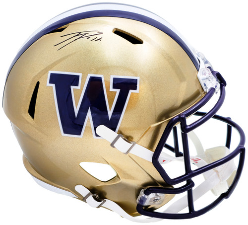 Ja'Lynn Polk Autographed Washington Huskies Gold Full Size Replica Speed Helmet MCS Holo Stock #222056