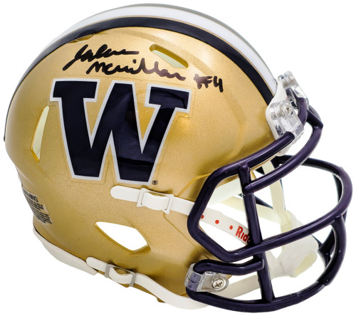Jalen McMillan Autographed Washington Huskies Gold Speed Mini Helmet MCS Holo Stock #222064
