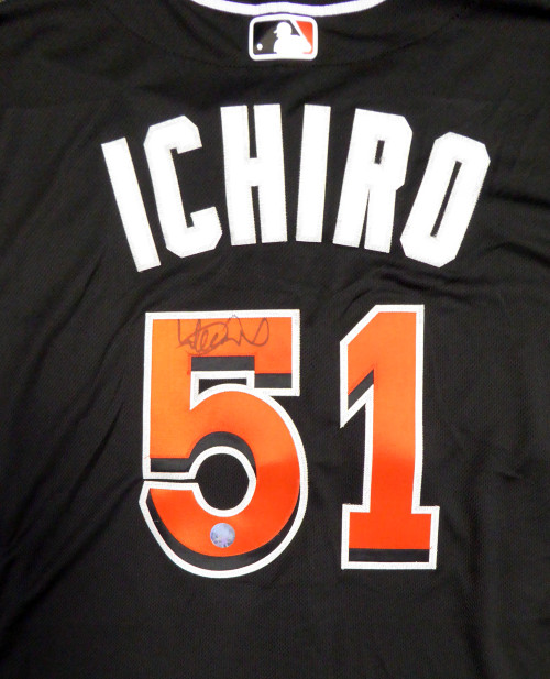 Miami Marlins Ichiro Suzuki Autographed Black Majestic Authentic Flex Base Jersey Size 48 IS Holo Stock #111459