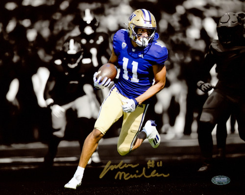 Jalen McMillan Autographed 8x10 Photo Washington Huskies Spotlight MCS Holo Stock #222068