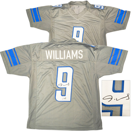 Detroit Lions Jameson Williams Autographed Gray Jersey Beckett BAS Witness Stock #222792