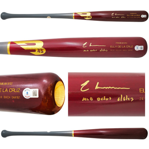 Elly De La Cruz Autographed Red B45 Player Model Baseball Bat Cincinnati Reds "MLB Debut 6/6/23" Beckett BAS Witness Stock #222801